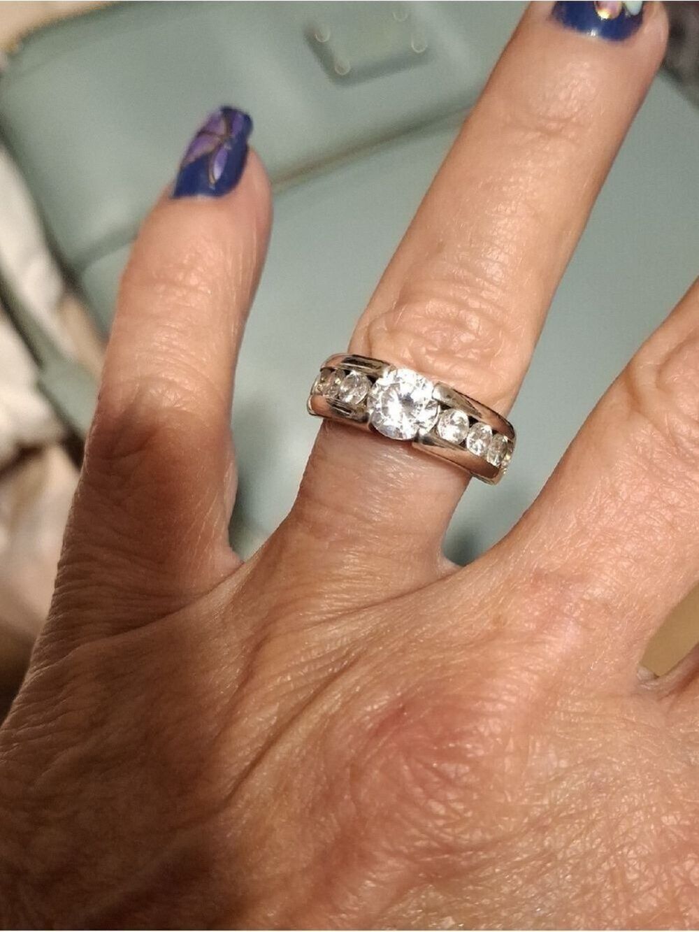 Silver And CZ Women's Band Ring Sz 6